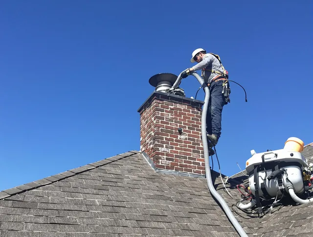 Dedicated Avon Chimney Sweep team member cleaning a chimney in Avon, CT