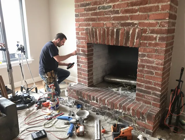 Avon Chimney Sweep specialist finalizing chimney liner service in Avon, CT