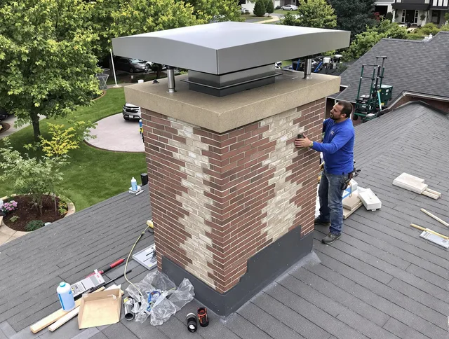 Avon Chimney Sweep team working on a custom chimney remodel in Avon, CT