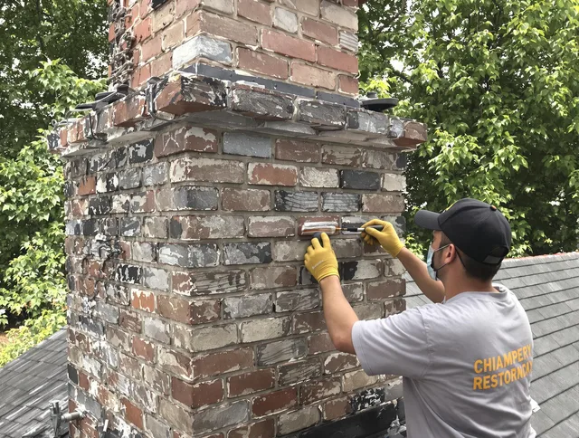 In-progress chimney restoration by Avon Chimney Sweep in Avon, CT